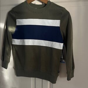 GAP kids Green and Blue Striped Crewneck Sweatshirt